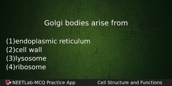 Golgi Bodies Arise From Biology Question 