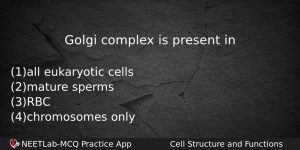 Golgi Complex Is Present In Biology Question