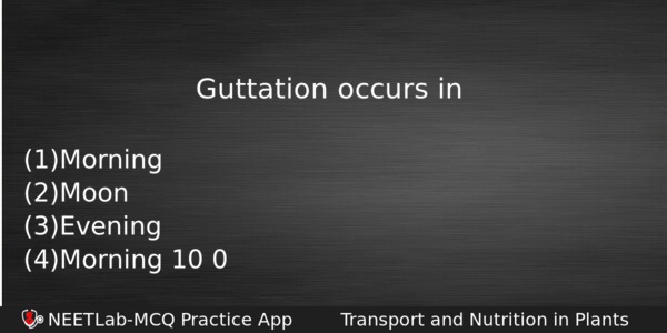 Guttation Occurs In Biology Question 