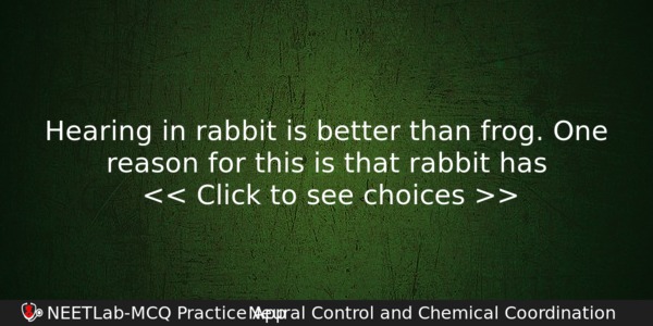 Hearing In Rabbit Is Better Than Frog One Reason For Biology Question 