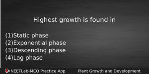 Highest Growth Is Found In Biology Question