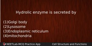 Hydrolic Enzyme Is Secreted By Biology Question