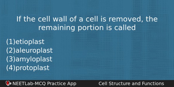 If The Cell Wall Of A Cell Is Removed The Biology Question 
