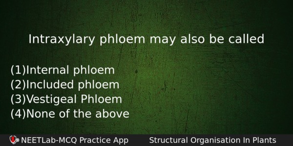 Intraxylary Phloem May Also Be Called Biology Question 