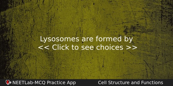 Lysosomes Are Formed By Biology Question 