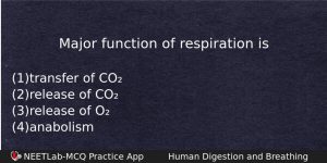 Major Function Of Respiration Is Biology Question