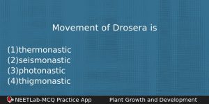 Movement Of Drosera Is Biology Question