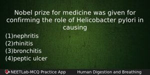 Nobel Prize For Medicine Was Given For Confirming The Role Biology Question