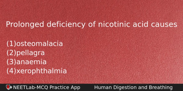 Prolonged Deficiency Of Nicotinic Acid Causes Biology Question 