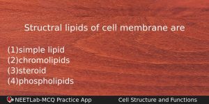 Structral Lipids Of Cell Membrane Are Biology Question
