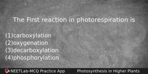 The First Reaction In Photorespiration Is Biology Question