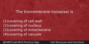The Biomembrane Tonoplast Is Biology Question