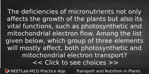 The Deficiencies Of Micronutrients Not Only Affects The Growth Of Biology Question