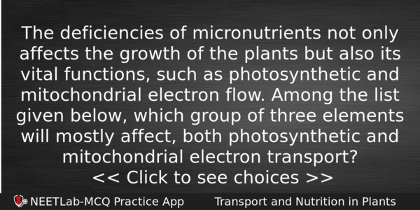 The Deficiencies Of Micronutrients Not Only Affects The Growth Of Biology Question 