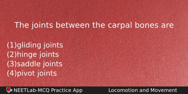 The Joints Between The Carpal Bones Are Biology Question 
