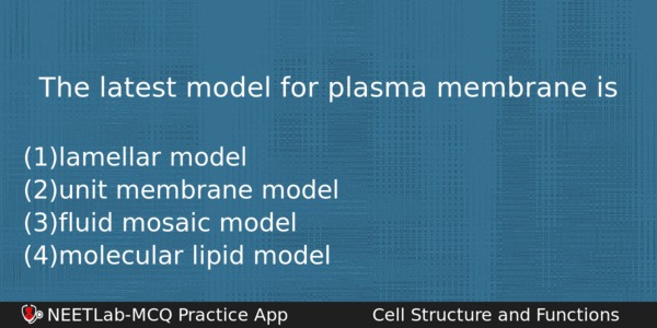 The Latest Model For Plasma Membrane Is Biology Question 