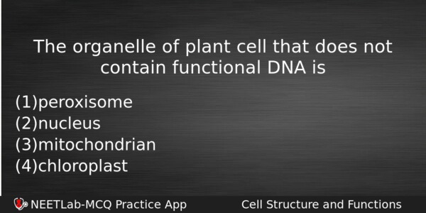 The Organelle Of Plant Cell That Does Not Contain Functional Biology Question 