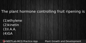 The Plant Hormone Controlling Fruit Ripening Is Biology Question