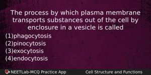 The Process By Which Plasma Membrane Transports Substances Out Of Biology Question