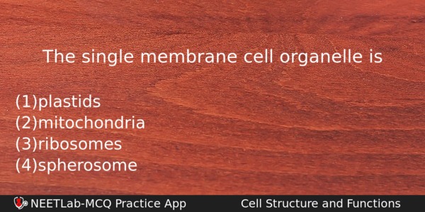 The Single Membrane Cell Organelle Is Biology Question 