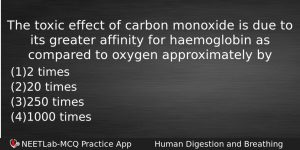 The Toxic Effect Of Carbon Monoxide Is Due To Its Biology Question