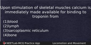 Upon Stimulation Of Skeletal Muscles Calcium Is Immediately Made Available Biology Question