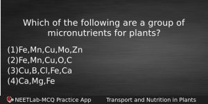 Which Of The Following Are A Group Of Micronutrients For Biology Question