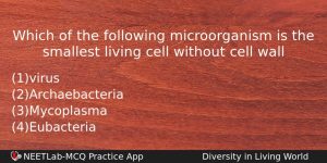 Which Of The Following Microorganism Is The Smallest Living Cell Biology Question