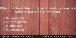 Which Of The Following Type Of Plastids Does Not Contain Biology Question