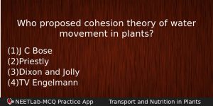 Who Proposed Cohesion Theory Of Water Movement In Plants Biology Question